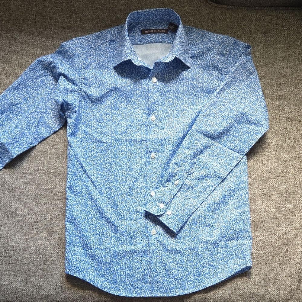 Michael Kors Blue Floral Boy's Button Down Shirt